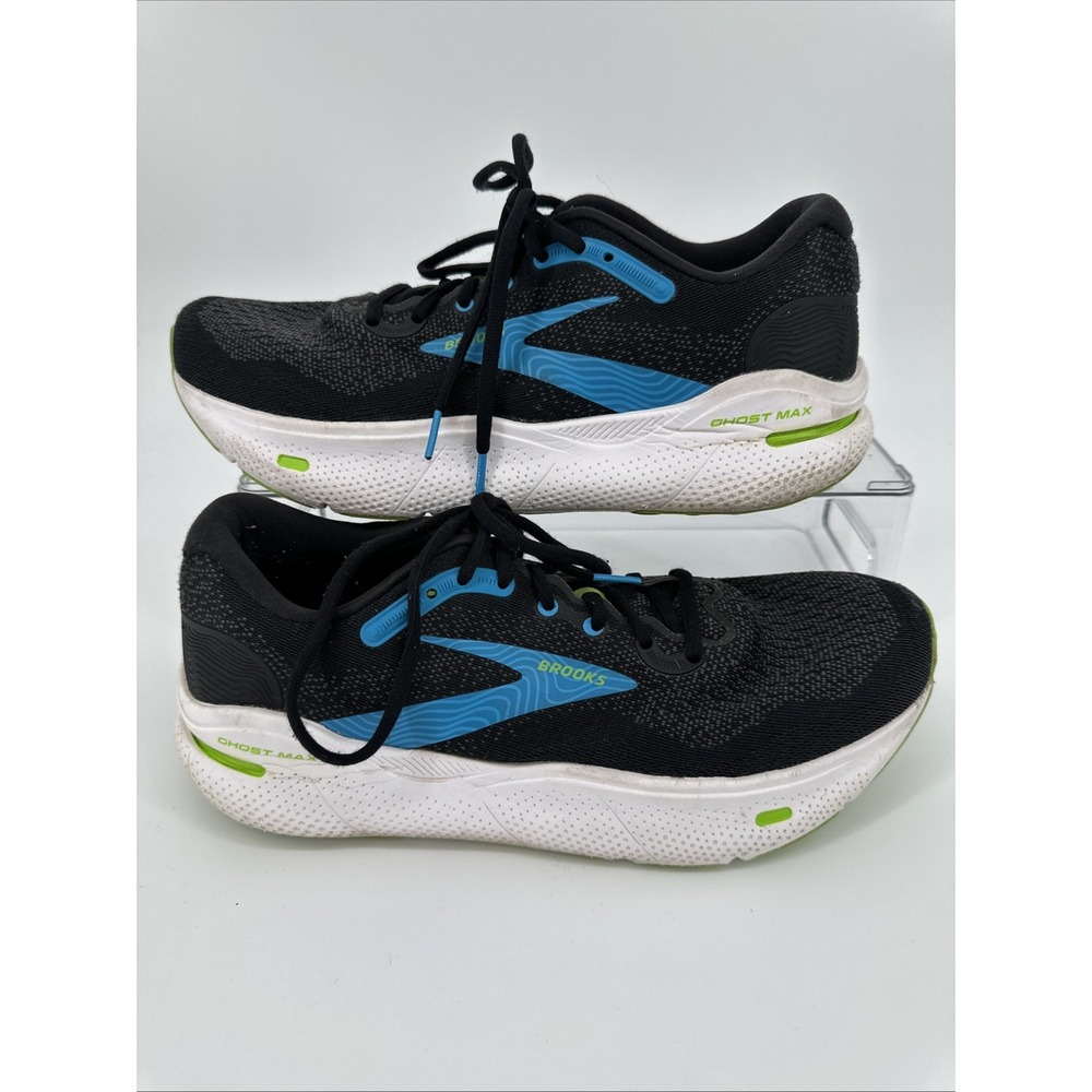 Brooks Ghost Max Men's Size 10 D Black Atomic Blue Athletic Running Sneakers GUC